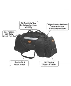 GUARDIAN GEARS Rhino 70L Tail Bag With Rain Cover - Black Bungee Tie-downs & Luggage
