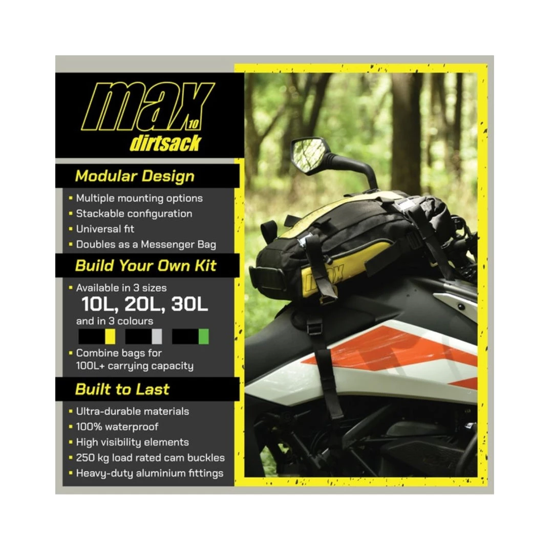 DIRTSACK Bungee Tie-downs & Luggage Max 10 - Modular Waterproof Luggage - 10L 2 DIRTSACK Bungee Tie-downs & Luggage Max 10 - Modular Waterproof Luggage - 10L