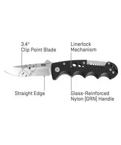SOG Survival Knives And Multi-tools Kilowatt Clip Point Folding Knife - EL01-CP