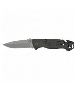 SOG Escape Clip Point - Satin Serrated Folding Knife - FF24-CP Survival Knives And Multi-tools