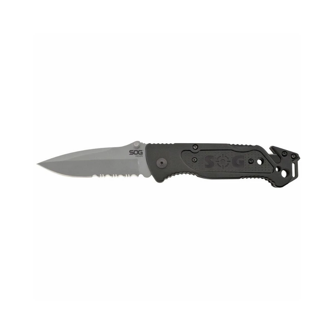 SOG Escape Clip Point - Satin Serrated Folding Knife - FF24-CP Survival Knives And Multi-tools 2 SOG Escape Clip Point - Satin Serrated Folding Knife - FF24-CP Survival Knives And Multi-tools