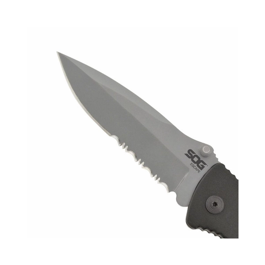 SOG Escape Clip Point - Satin Serrated Folding Knife - FF24-CP Survival Knives And Multi-tools 4 SOG Escape Clip Point - Satin Serrated Folding Knife - FF24-CP Survival Knives And Multi-tools