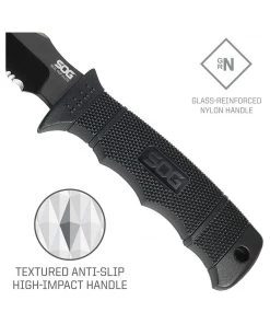 SOG SEAL Pup Elite Serrated Fixed Blade Tactical And Survival Knife – E37T-K