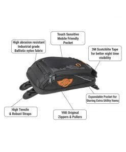 GUARDIAN GEARS Shark Mini Universal 18L Tank Bag With Rain Cover - Black Bungee Tie-downs & Luggage