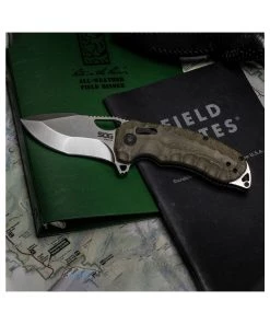 SOG Kiku XR Knife - Natural Linen Micarta - 12-27-01-57