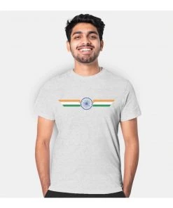 CHRIS CROSS Indian Flag T-Shirt - White Melange