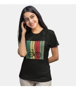 CHRIS CROSS Pastel Cycle Women's T Shirt - Black Cycling Apparels And Gloves