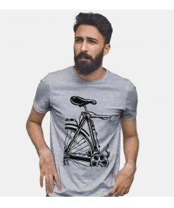 CHRIS CROSS Lifestyle Motorbiking Apparel Retro Cycle T-Shirt - Grey Melange