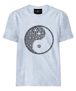 CHRIS CROSS Ying Yang Sprockets T Shirt - White Melange Cycling Apparels And Gloves