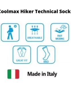 HORIZON SOCKS Coolmax® Hiker (Technical Socks) - Cerise+Grey+Charcoal