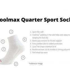 OPEN BOX BARGAINS Coolmax Quarter Sport Socks | UK 3 1/2 - 7 | EU 36 - 40 Shoes, Socks, Headwear And Gloves