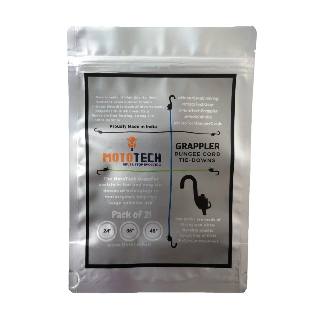 MOTOTECH Grappler Bungee Tie-Down - 24"/ 60 Cms - Black - 8mm - Pack Of 2 Bungee Tie-downs & Luggage 4 MOTOTECH Grappler Bungee Tie-Down - 24"/ 60 Cms - Black - 8mm - Pack Of 2 Bungee Tie-downs & Luggage