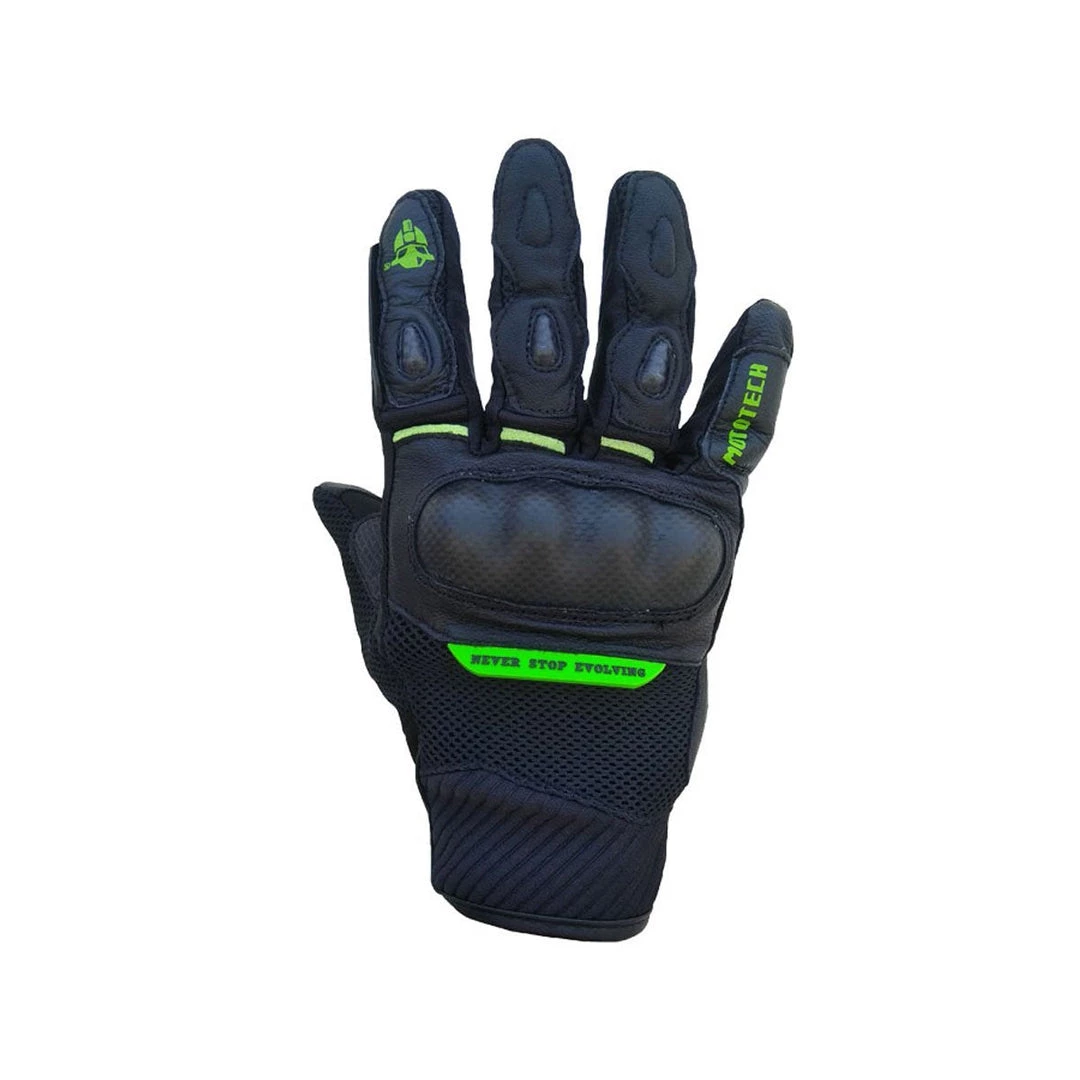 MOTOTECH Protective Riding Gear Urbane - Short Carbon Motorcycle Gloves - Green 1 MOTOTECH Protective Riding Gear Urbane - Short Carbon Motorcycle Gloves - Green