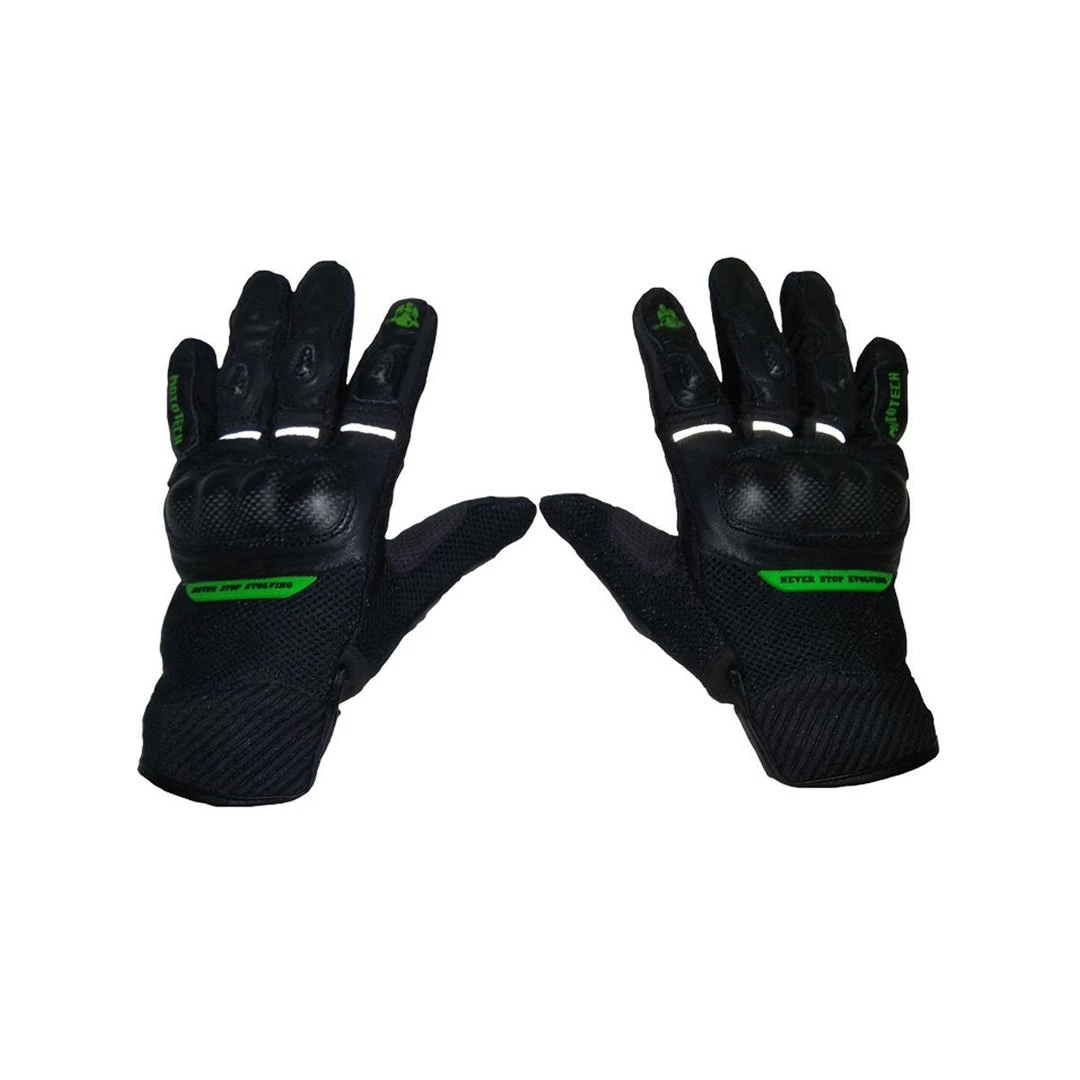 MOTOTECH Protective Riding Gear Urbane - Short Carbon Motorcycle Gloves - Green 5 MOTOTECH Protective Riding Gear Urbane - Short Carbon Motorcycle Gloves - Green