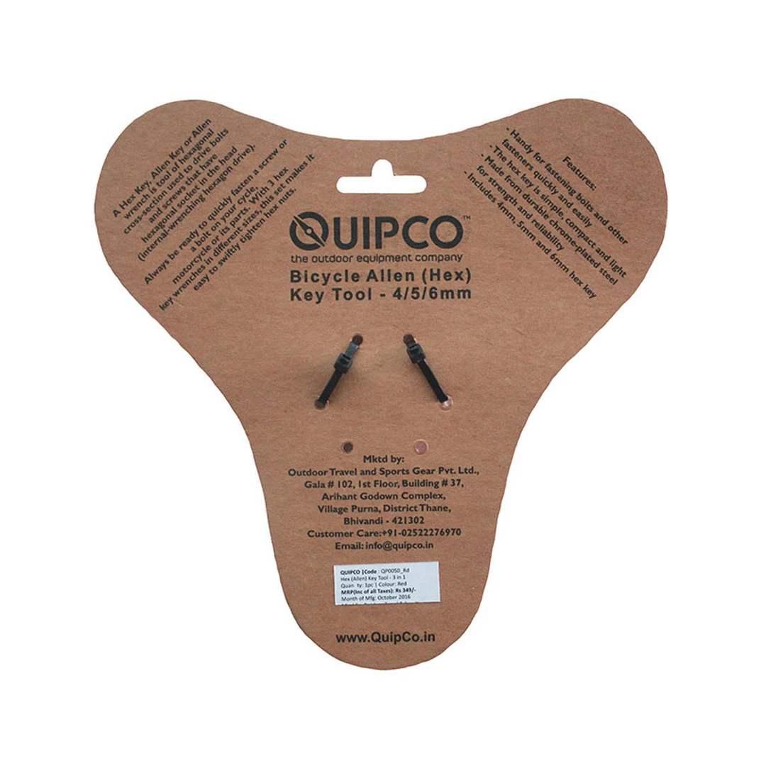 QUIPCO Bicycle Allen (Hex) Key Tool - 4/5/6mm Cycling Accessories 7 QUIPCO Bicycle Allen (Hex) Key Tool - 4/5/6mm Cycling Accessories