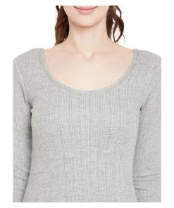 NEVA Adventure Travel Clothing Round Neck 3/4th Sleeves Thermal Upper For Women - Milange Grey (Esancia)